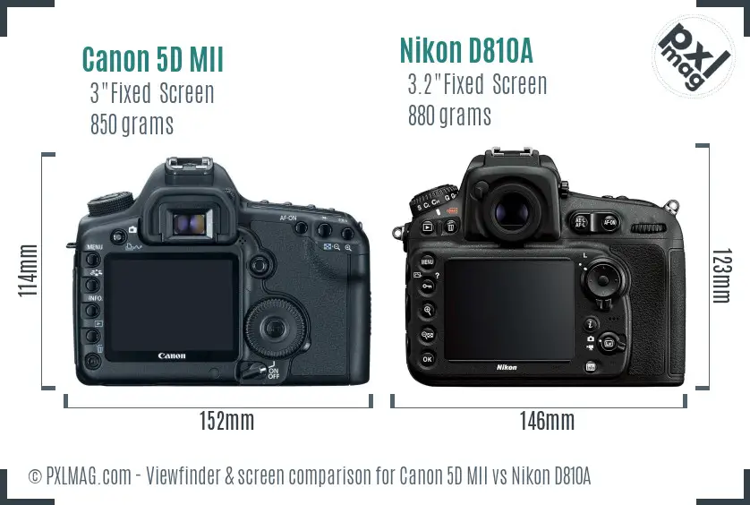 Canon 5D MII vs Nikon D810A Screen and Viewfinder comparison