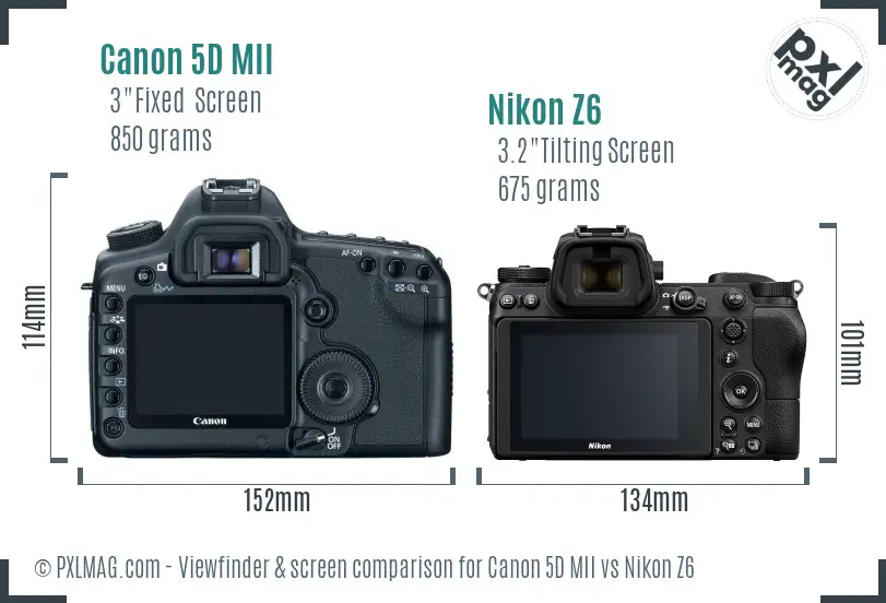 Canon 5D MII vs Nikon Z6 Screen and Viewfinder comparison