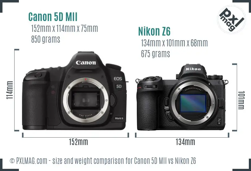 Canon 5D MII vs Nikon Z6 size comparison
