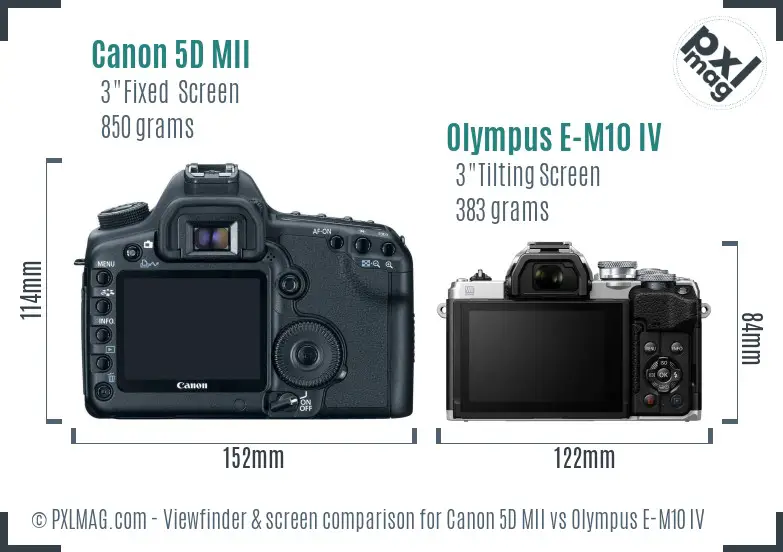 Canon 5D MII vs Olympus E-M10 IV Screen and Viewfinder comparison