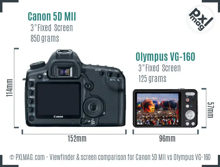 Canon 5D MII vs Olympus VG-160 Screen and Viewfinder comparison
