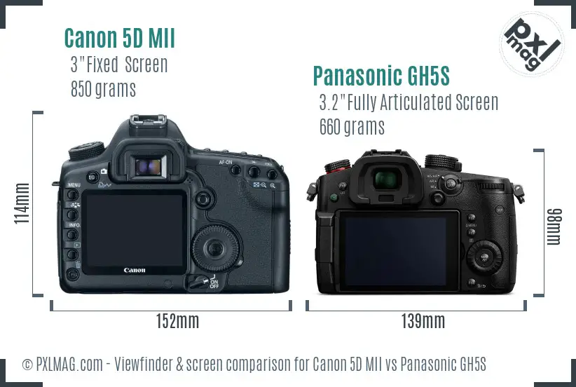 Canon 5D MII vs Panasonic GH5S Screen and Viewfinder comparison Canon 5D MII vs Panasonic GH5S Screen and Viewfinder comparison