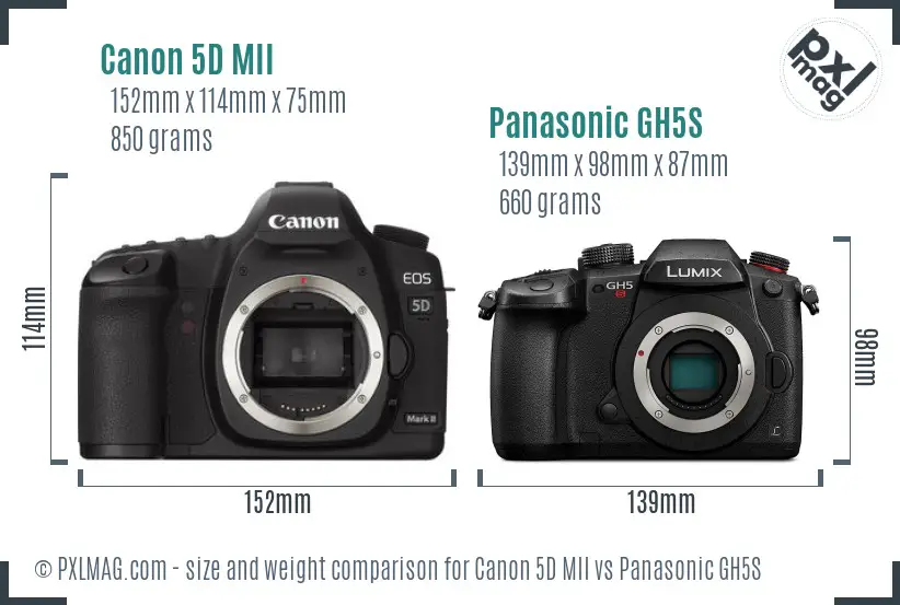 Canon 5D MII vs Panasonic GH5S size comparison Canon 5D MII vs Panasonic GH5S size comparison