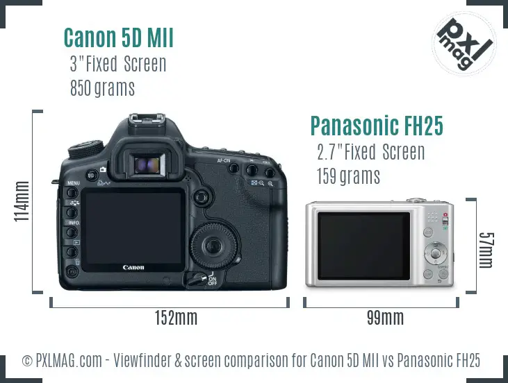 Canon 5D MII vs Panasonic FH25 Screen and Viewfinder comparison