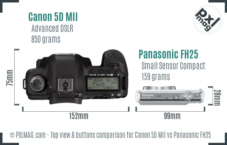 Canon 5D MII vs Panasonic FH25 top view buttons comparison