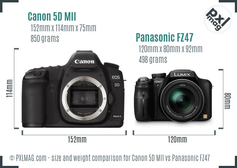 Canon 5D MII vs Panasonic FZ47 size comparison