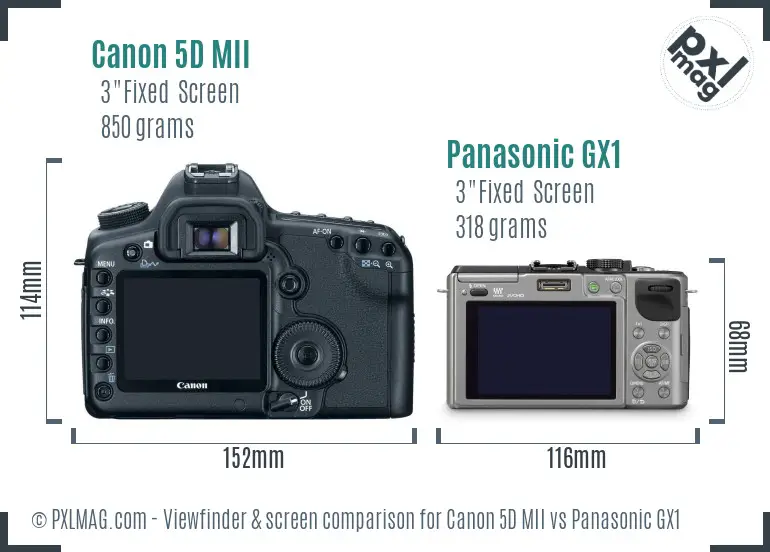 Canon 5D MII vs Panasonic GX1 Screen and Viewfinder comparison Canon 5D MII vs Panasonic GX1 Screen and Viewfinder comparison