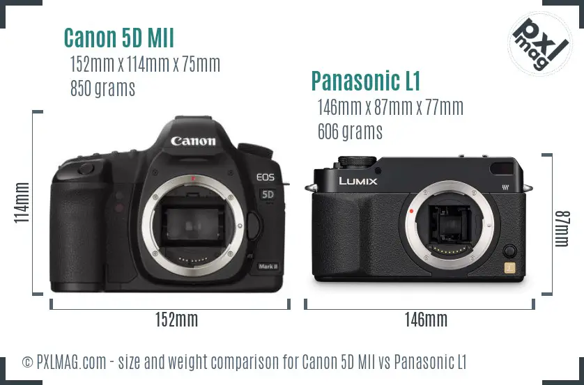 Canon 5D MII vs Panasonic L1 size comparison