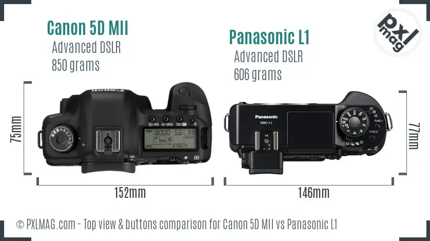 Canon 5D MII vs Panasonic L1 top view buttons comparison