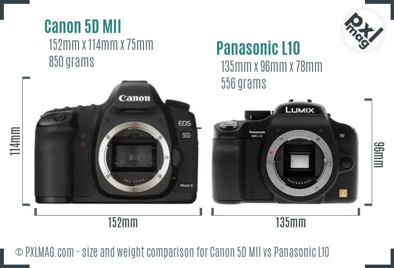 Canon 5D MII vs Panasonic L10 size comparison