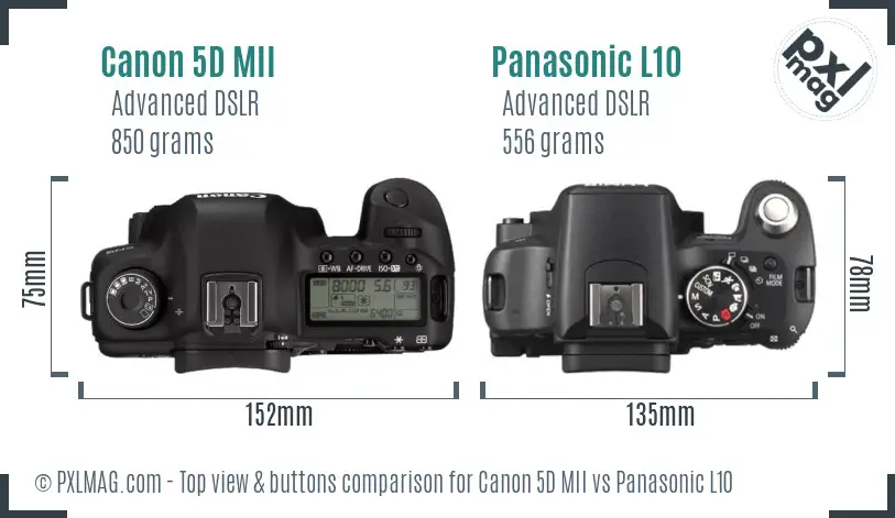 Canon 5D MII vs Panasonic L10 top view buttons comparison