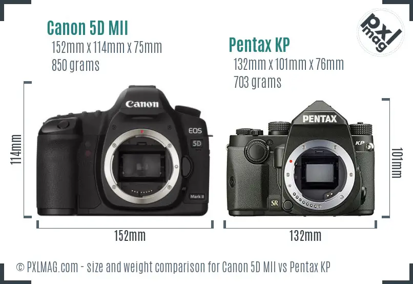 Canon 5D MII vs Pentax KP size comparison