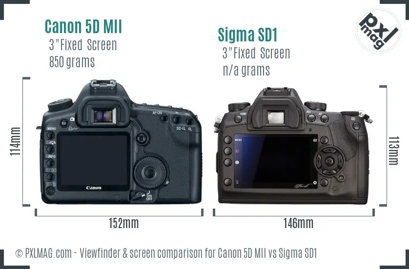 Canon 5D MII vs Sigma SD1 Screen and Viewfinder comparison