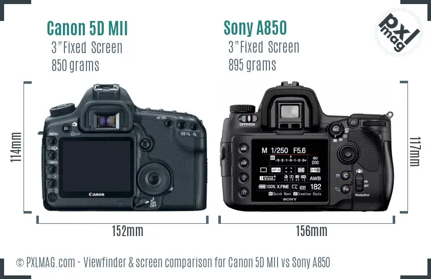 Canon 5D MII vs Sony A850 Screen and Viewfinder comparison