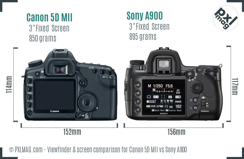 Canon 5D MII vs Sony A900 Screen and Viewfinder comparison