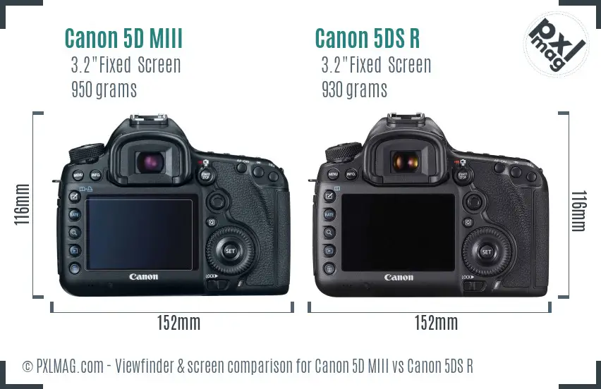 Canon 5D MIII vs Canon 5DS R Screen and Viewfinder comparison