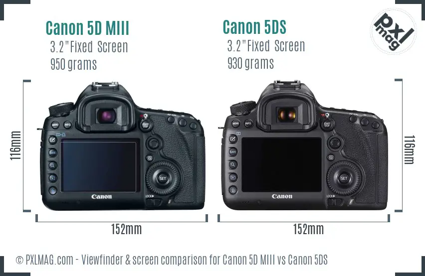 Canon 5D MIII vs Canon 5DS Screen and Viewfinder comparison