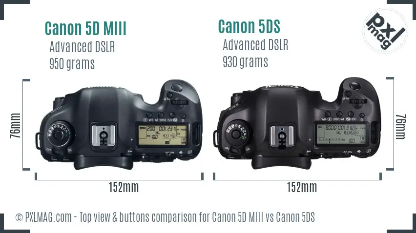 Canon 5D MIII vs Canon 5DS top view buttons comparison