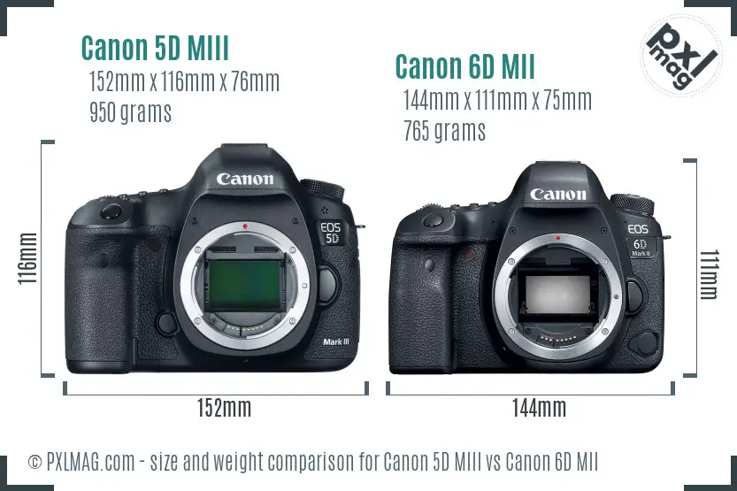 Canon 5D MIII vs Canon 6D MII size comparison