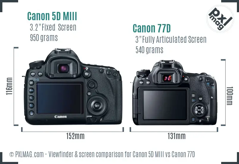 Canon 5D MIII vs Canon 77D Screen and Viewfinder comparison