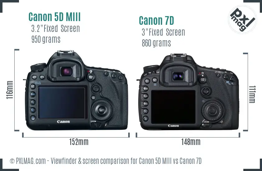 Canon 5D MIII vs Canon 7D Screen and Viewfinder comparison