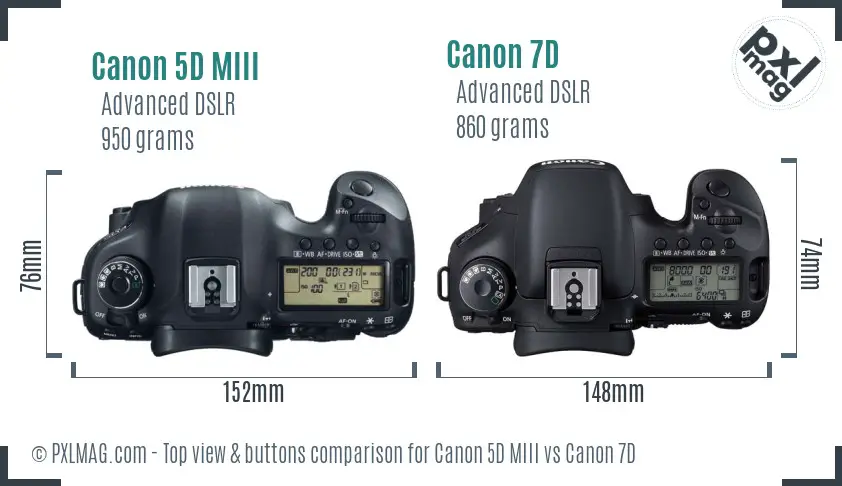 Canon 5D MIII vs Canon 7D top view buttons comparison