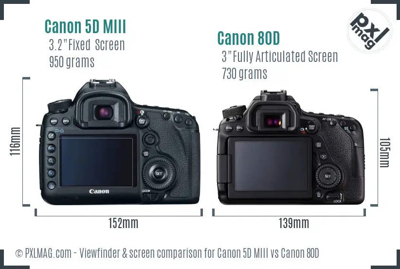 Canon 5D MIII vs Canon 80D Screen and Viewfinder comparison
