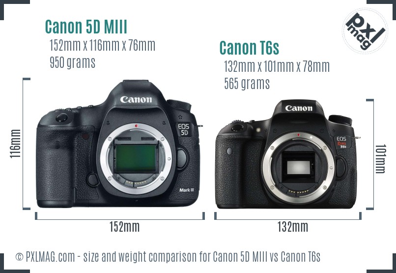 Canon 5D MIII vs Canon T6s size comparison Canon 5D MIII vs Canon T6s size comparison