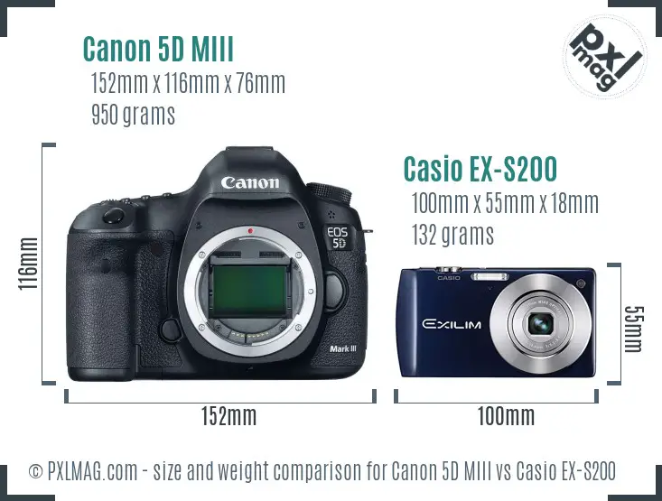 Canon 5D MIII vs Casio EX-S200 size comparison Canon 5D MIII vs Casio EX-S200 size comparison