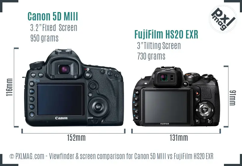 Canon 5D MIII vs FujiFilm HS20 EXR Screen and Viewfinder comparison Canon 5D MIII vs FujiFilm HS20 EXR Screen and Viewfinder comparison