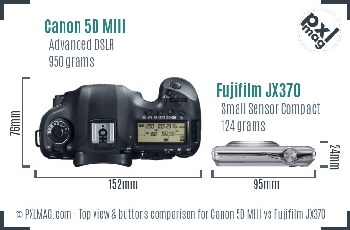 Canon 5D MIII vs Fujifilm JX370 top view buttons comparison