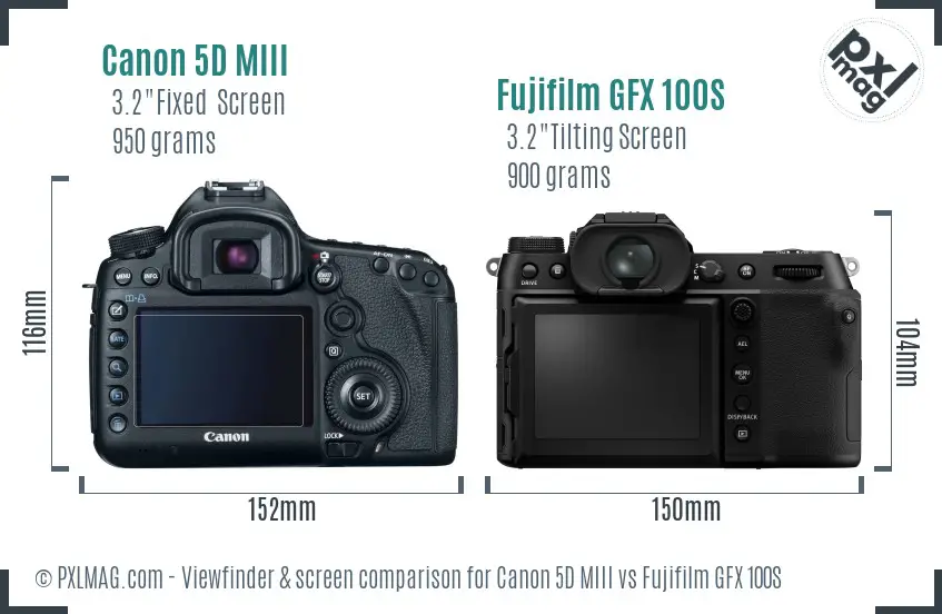 Canon 5D MIII vs Fujifilm GFX 100S Screen and Viewfinder comparison
