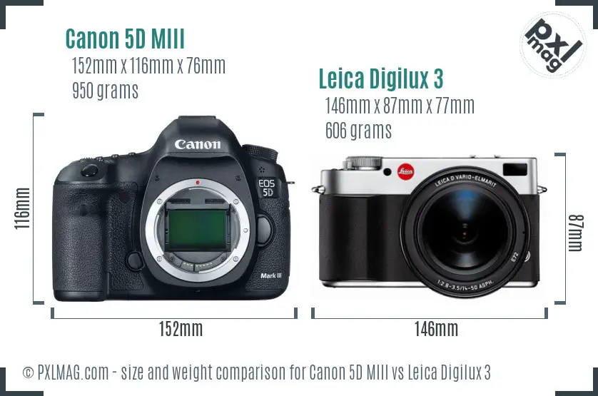 Canon 5D MIII vs Leica Digilux 3 size comparison