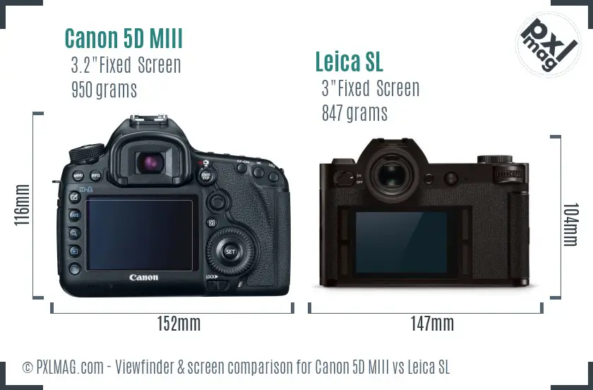 Canon 5D MIII vs Leica SL Screen and Viewfinder comparison Canon 5D MIII vs Leica SL Screen and Viewfinder comparison