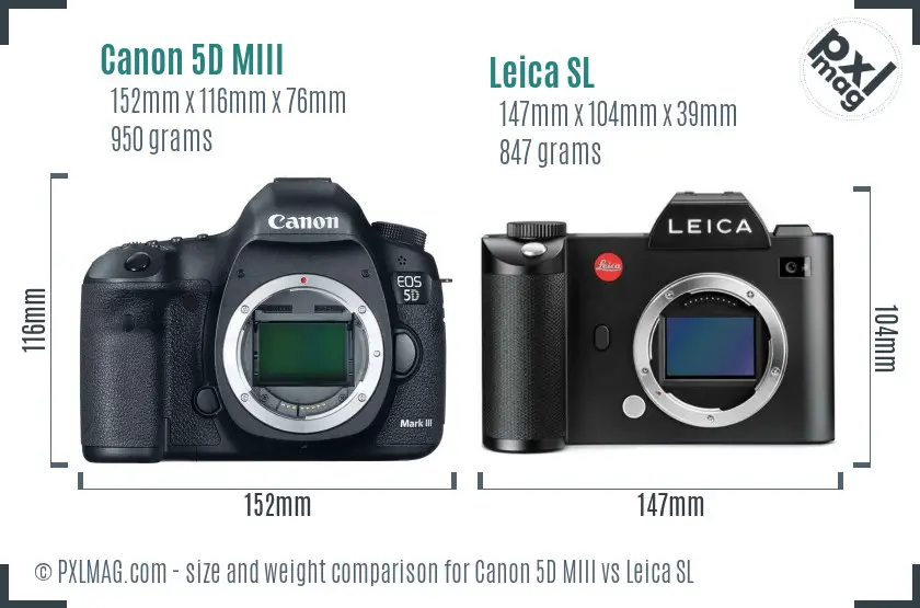 Canon 5D MIII vs Leica SL size comparison Canon 5D MIII vs Leica SL size comparison