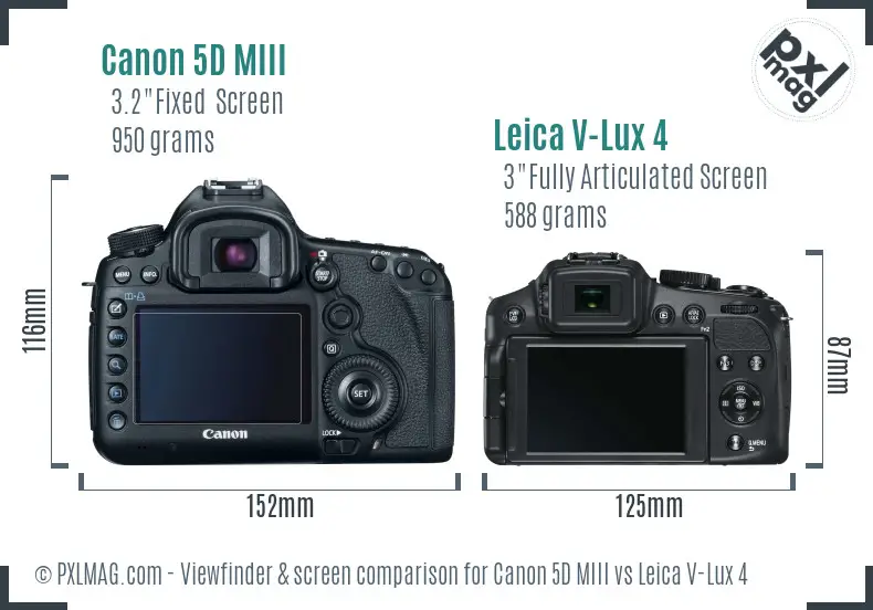 Canon 5D MIII vs Leica V-Lux 4 Screen and Viewfinder comparison Canon 5D MIII vs Leica V-Lux 4 Screen and Viewfinder comparison