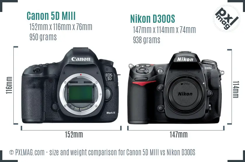 Canon 5D MIII vs Nikon D300S size comparison