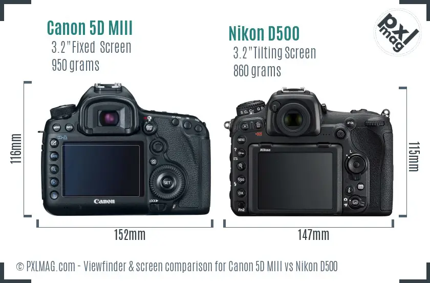 Canon 5D MIII vs Nikon D500 Screen and Viewfinder comparison