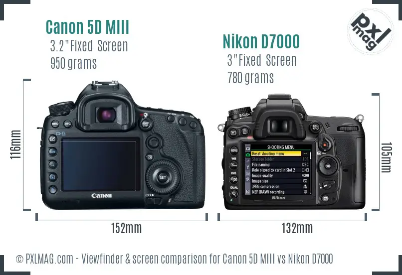 Canon 5D MIII vs Nikon D7000 Screen and Viewfinder comparison