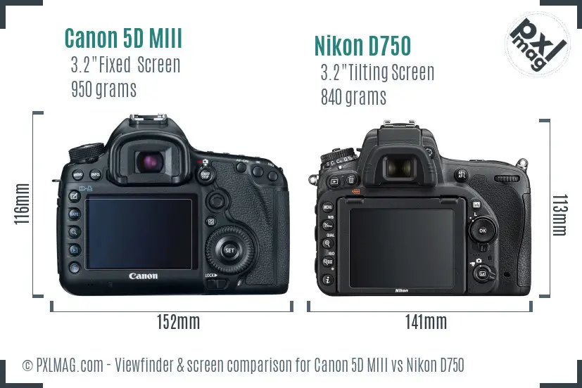 Canon 5D MIII vs Nikon D750 Screen and Viewfinder comparison Canon 5D MIII vs Nikon D750 Screen and Viewfinder comparison