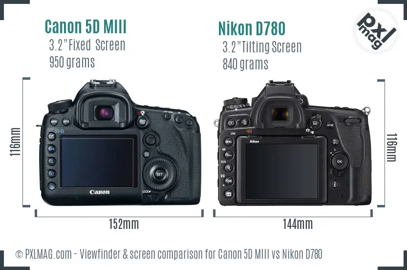 Canon 5D MIII vs Nikon D780 Screen and Viewfinder comparison