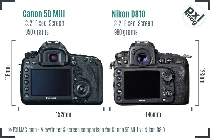 Canon 5D MIII vs Nikon D810 Screen and Viewfinder comparison
