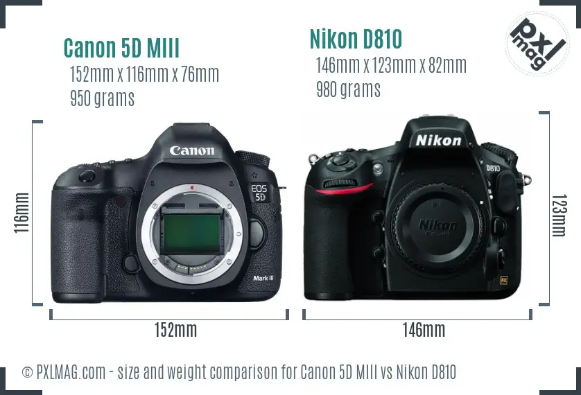 Canon 5D MIII vs Nikon D810 size comparison