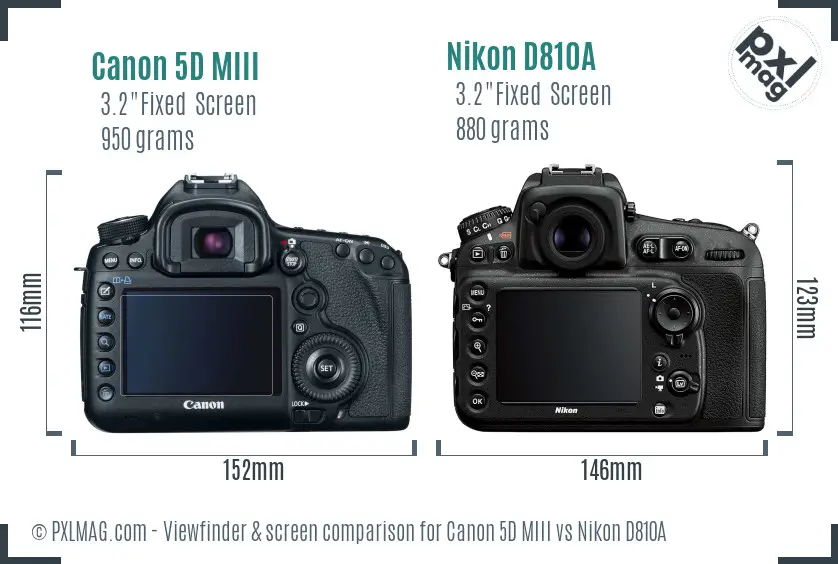 Canon 5D MIII vs Nikon D810A Screen and Viewfinder comparison