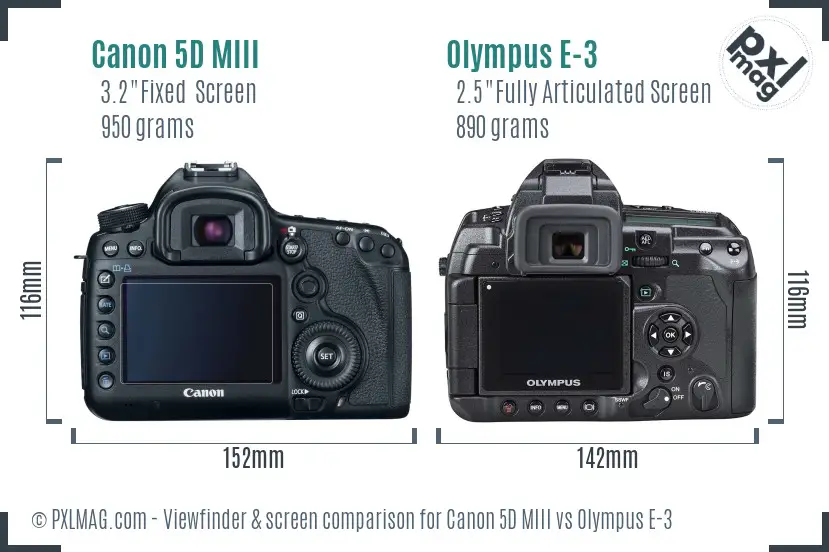 Canon 5D MIII vs Olympus E-3 Screen and Viewfinder comparison