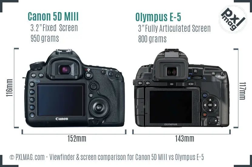 Canon 5D MIII vs Olympus E-5 Screen and Viewfinder comparison