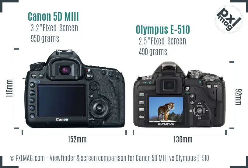 Canon 5D MIII vs Olympus E-510 Screen and Viewfinder comparison