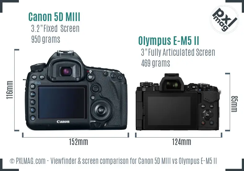 Canon 5D MIII vs Olympus E-M5 II Screen and Viewfinder comparison