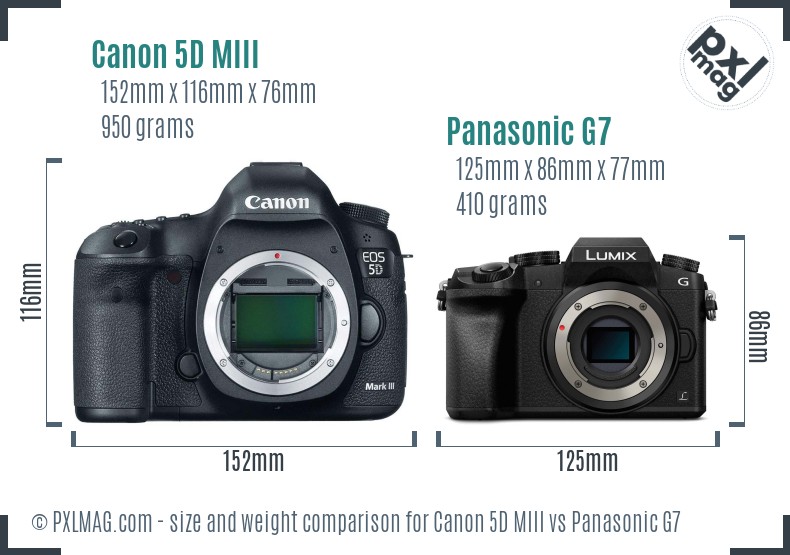 Canon 5D MIII vs Panasonic G7 size comparison Canon 5D MIII vs Panasonic G7 size comparison