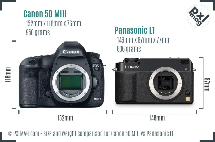 Canon 5D MIII vs Panasonic L1 size comparison